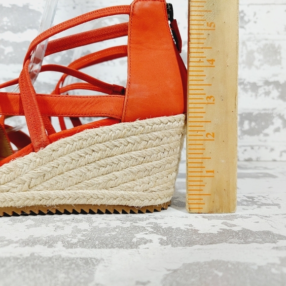 NEW Eileen Fisher Wanda Orange Leather Espadrille Sandals X95 - Picture 3 of 12